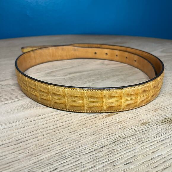 Ammons Boots Authentic Caiman Alligator Belt Tan Camel 1” Buckle Western Rodeo - Picture 3 of 8